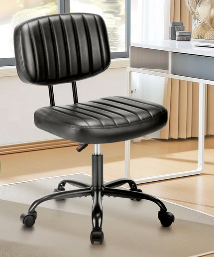 JONPONY Low Back Height Adjustment 360 Degree Rotation Office Desk Chair, Black