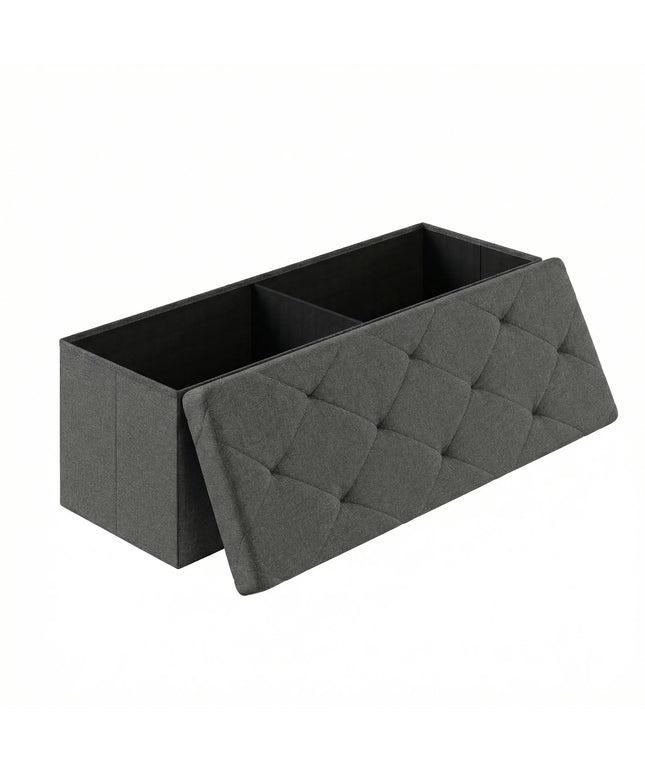 JONPONY Multi-functional 30 inch Folding Storage Ottoman Bench, End of Bed Foot Rest Stool with Padded Seat, Bedroom Bench for Living Room, Holds up to 660 Lbs, Grey