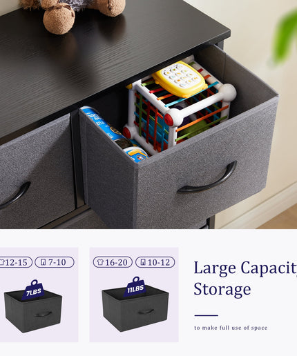 JONPONY 7 Drawer Dresser, Nightstand Storage Wide Chest of Dressers for Living Room, Bedroom, Hallway