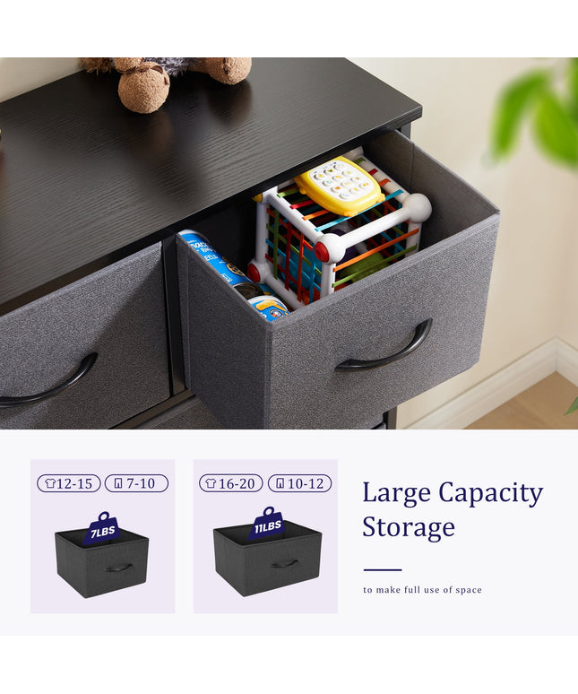 JONPONY 7 Drawer Dresser, Nightstand Storage Wide Chest of Dressers for Living Room, Bedroom, Hallway