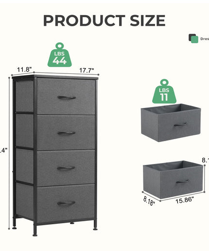 JONPONY 4 Drawer Fabric Dressers Cabinet, Ideal for Living Room & Bedroom Storage