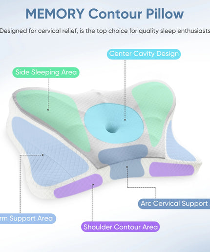 JONPONY Queen Size Cervical Neck Pillow Effective Pain Relief Cooling Pillow for Neck Support, Ergonomic Contour Memory Foam Bed Pillow for Side Back Stomach Sleepers
