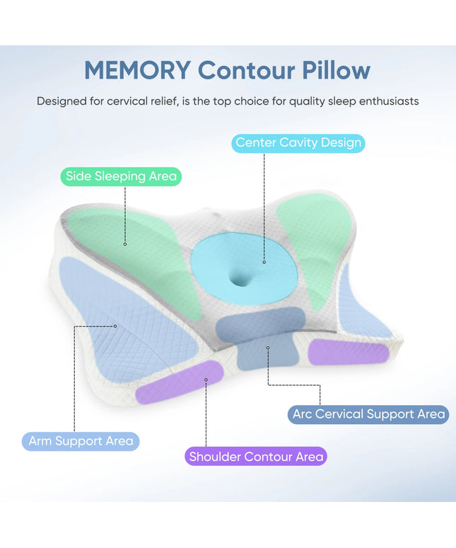 JONPONY Queen Size Cervical Neck Pillow Effective Pain Relief Cooling Pillow for Neck Support, Ergonomic Contour Memory Foam Bed Pillow for Side Back Stomach Sleepers