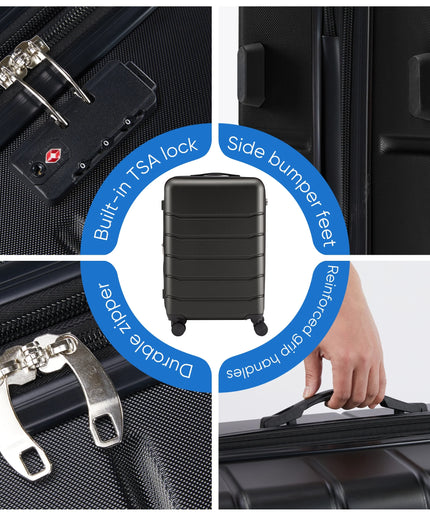 JONPONY Hardside Carry on Luggage with Spinner Wheels, Hard Shell ABS Suitcase, Lightweight Expandable Rolling Luggage