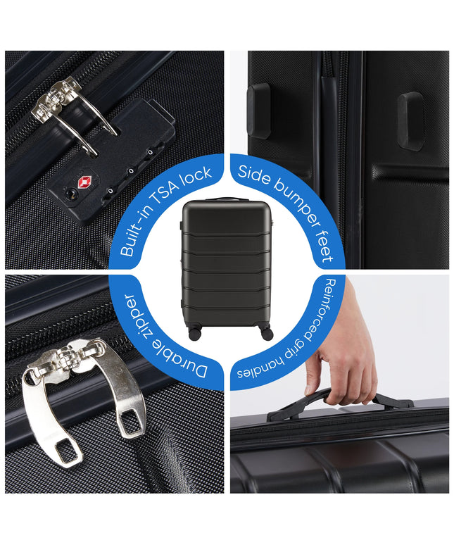 JONPONY Hardside Carry on Luggage with Spinner Wheels, Hard Shell ABS Suitcase, Lightweight Expandable Rolling Luggage