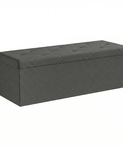 JONPONY Multi-functional 30 inch Folding Storage Ottoman Bench, End of Bed Foot Rest Stool with Padded Seat, Bedroom Bench for Living Room, Holds up to 660 Lbs, Grey