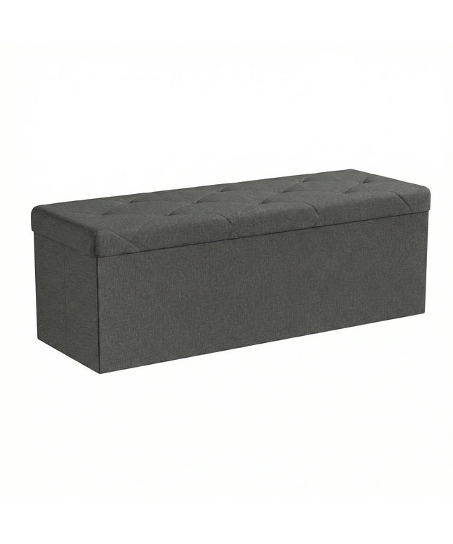 JONPONY Multi-functional 30 inch Folding Storage Ottoman Bench, End of Bed Foot Rest Stool with Padded Seat, Bedroom Bench for Living Room, Holds up to 660 Lbs, Grey