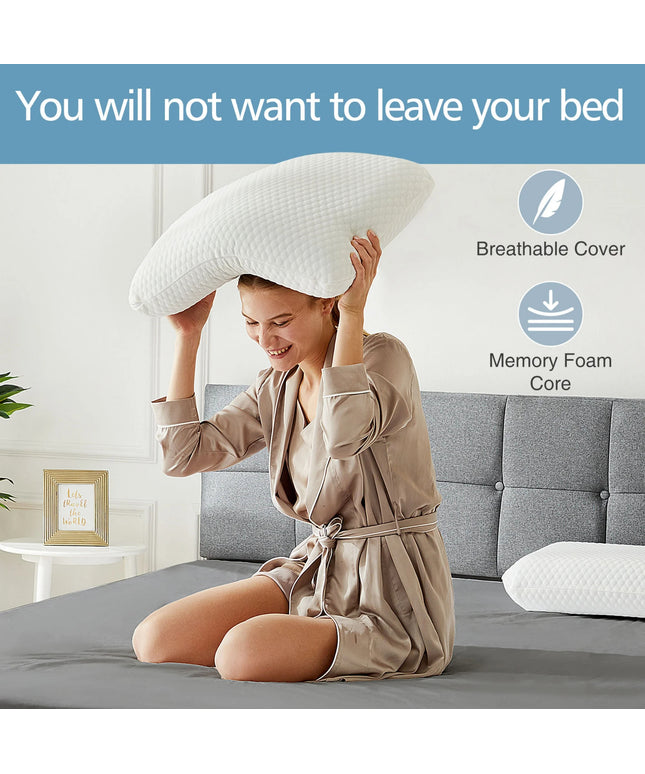 JONPONY Standard Size Memory Foam Pillows,Neck Pain Relief Pillows with Washable Cover and Breathable Mesh for Side, Back and Stomach Sleepers