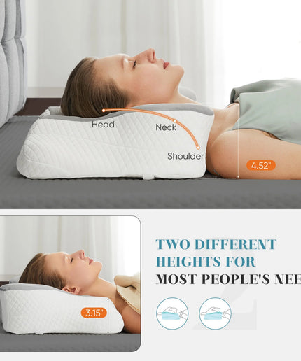 JONPONY Queen Size Cervical Neck Pillow Effective Pain Relief Cooling Pillow for Neck Support, Ergonomic Contour Memory Foam Bed Pillow for Side Back Stomach Sleepers