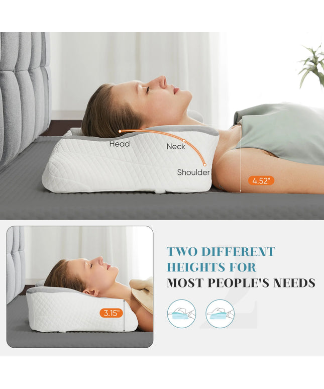 JONPONY Queen Size Cervical Neck Pillow Effective Pain Relief Cooling Pillow for Neck Support, Ergonomic Contour Memory Foam Bed Pillow for Side Back Stomach Sleepers
