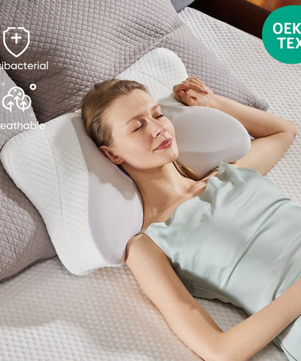 JONPONY Queen Size Cervical Neck Pillow Effective Pain Relief Cooling Pillow for Neck Support, Ergonomic Contour Memory Foam Bed Pillow for Side Back Stomach Sleepers