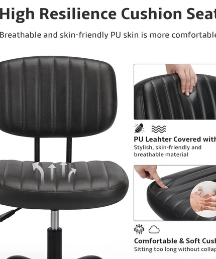 JONPONY Low Back Height Adjustment 360 Degree Rotation Office Desk Chair, Black