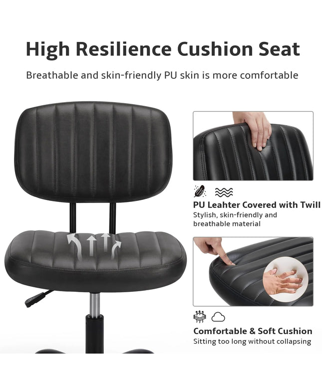 JONPONY Low Back Height Adjustment 360 Degree Rotation Office Desk Chair, Black