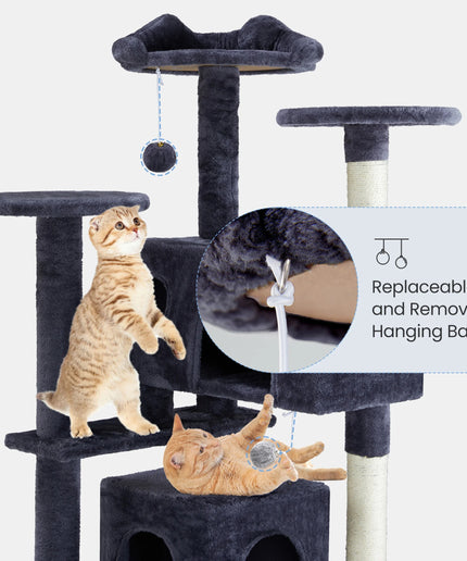 JONPONY 54" Cat Tree Tower for Indoor Cats, Multi-Level Pet Furniture with Sisal Scratching Post, Large Cozy Condo, Climbing Ramp, Kitten Toy