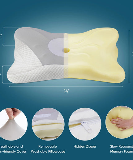 JONPONY Queen Size Cervical Neck Pillow Effective Pain Relief Cooling Pillow for Neck Support, Ergonomic Contour Memory Foam Bed Pillow for Side Back Stomach Sleepers