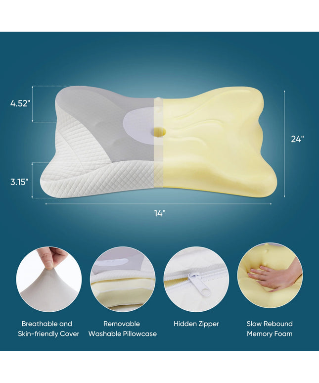 JONPONY Queen Size Cervical Neck Pillow Effective Pain Relief Cooling Pillow for Neck Support, Ergonomic Contour Memory Foam Bed Pillow for Side Back Stomach Sleepers