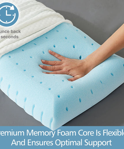 JONPONY Standard Size Memory Foam Pillows,Neck Pain Relief Pillows with Washable Cover and Breathable Mesh for Side, Back and Stomach Sleepers