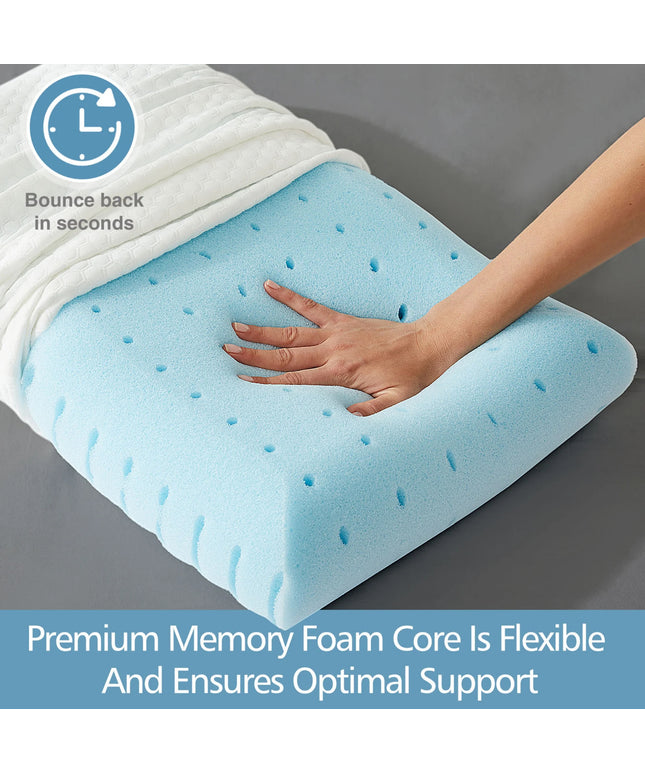 JONPONY Standard Size Memory Foam Pillows,Neck Pain Relief Pillows with Washable Cover and Breathable Mesh for Side, Back and Stomach Sleepers