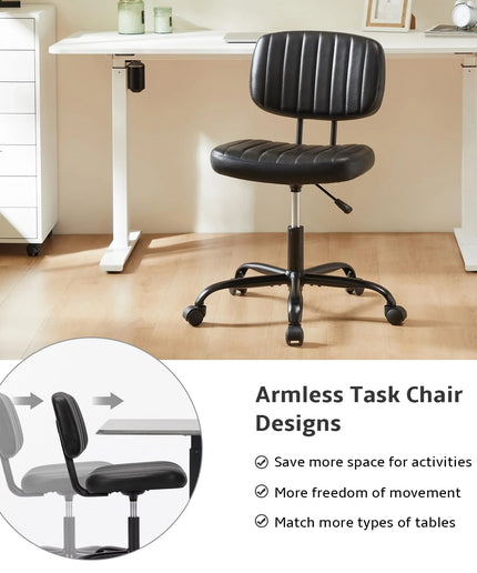 JONPONY Low Back Height Adjustment 360 Degree Rotation Office Desk Chair, Black