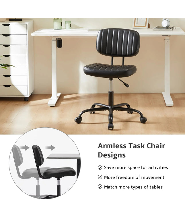 JONPONY Low Back Height Adjustment 360 Degree Rotation Office Desk Chair, Black