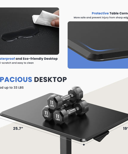JONPONY Mobile Portable Standing Desk, Rolling Small Laptop Desk with Adjustable Height & Lockable Wheels, Table for Home Office, Black