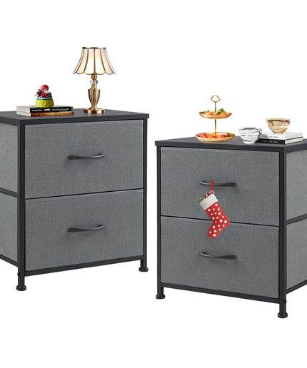 JONPONY Bedside Table, Side Table, Fabric Drawer Cabinet, Narrow Cabinet, Chest of Drawers, Bedroom, Industrial Style for Living Room, Children's Room, Hallway Storage Cabinet