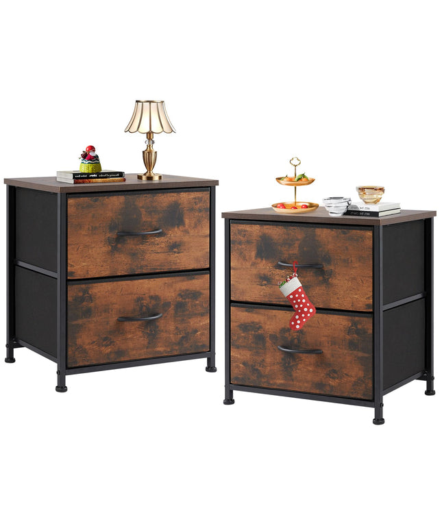 JONPONY Bedside Table, Side Table, Fabric Drawer Cabinet, Narrow Cabinet, Chest of Drawers, Bedroom, Industrial Style for Living Room, Children's Room, Hallway Storage Cabinet
