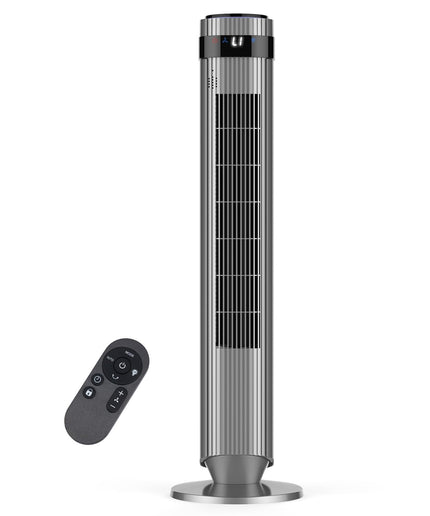 JONPONY Tower Fan for Bedroom, 28dB Quiet Floor Standing Fan with Remote, 12H Timer, 5 Speeds, 4 Modes, LED Display, Portable Bladeless Oscillating Cooling Fan for Indoor, Home, Office
