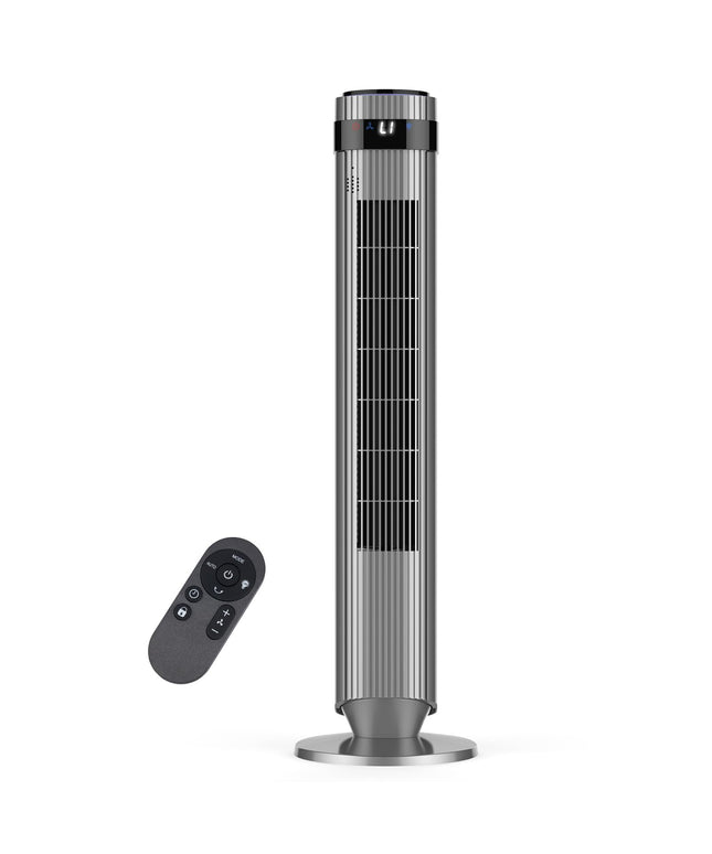 JONPONY Tower Fan for Bedroom, 28dB Quiet Floor Standing Fan with Remote, 12H Timer, 5 Speeds, 4 Modes, LED Display, Portable Bladeless Oscillating Cooling Fan for Indoor, Home, Office