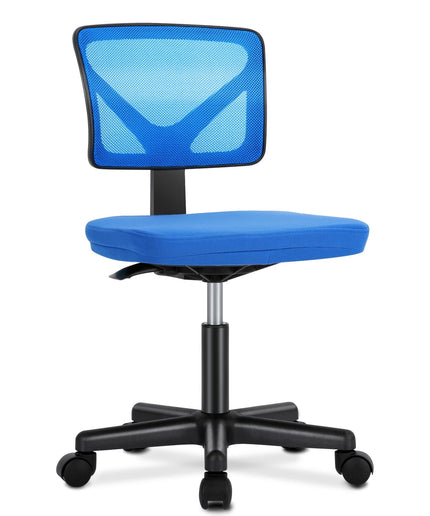 JONPONY Home Office Desk Chair, Armless Mesh Computer Chair for Small Space, Swivel Adjustable Low Back for Teens/Adults, Black