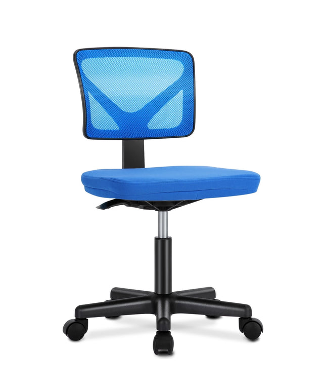 JONPONY Home Office Desk Chair, Armless Mesh Computer Chair for Small Space, Swivel Adjustable Low Back for Teens/Adults, Black
