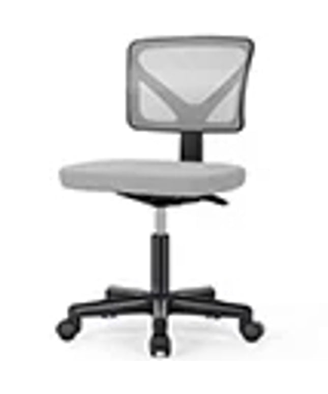 JONPONY Home Office Desk Chair, Armless Mesh Computer Chair for Small Space, Swivel Adjustable Low Back for Teens/Adults, Black