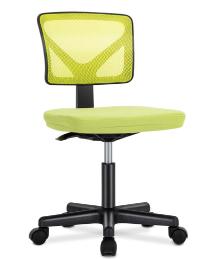 JONPONY Home Office Desk Chair, Armless Mesh Computer Chair for Small Space, Swivel Adjustable Low Back for Teens/Adults, Black