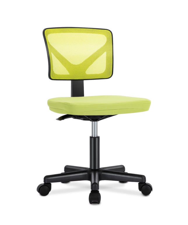 JONPONY Home Office Desk Chair, Armless Mesh Computer Chair for Small Space, Swivel Adjustable Low Back for Teens/Adults, Black