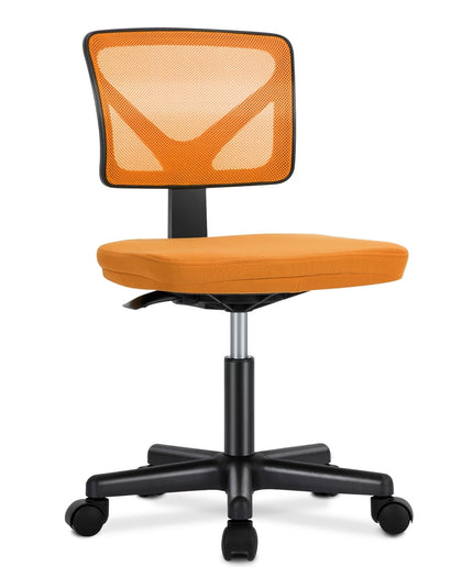 JONPONY Home Office Desk Chair, Armless Mesh Computer Chair for Small Space, Swivel Adjustable Low Back for Teens/Adults, Black