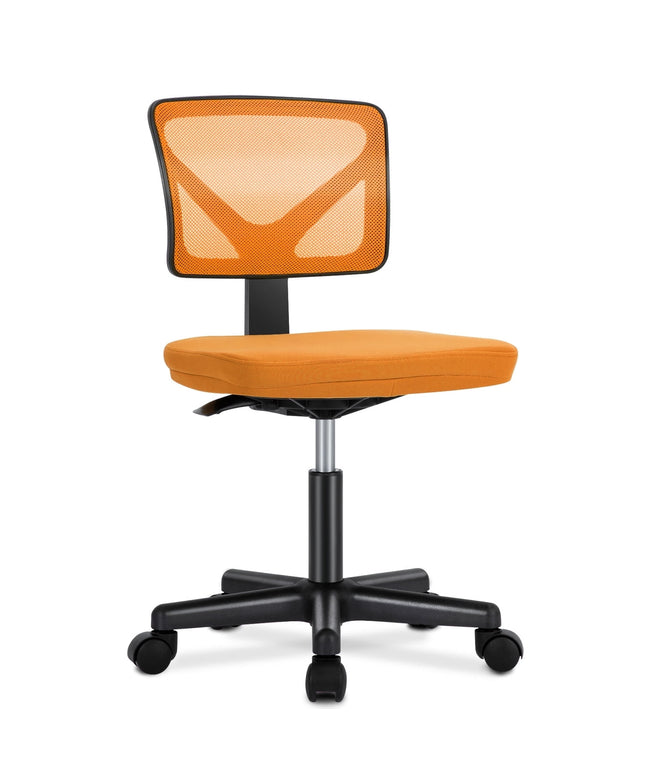 JONPONY Home Office Desk Chair, Armless Mesh Computer Chair for Small Space, Swivel Adjustable Low Back for Teens/Adults, Black