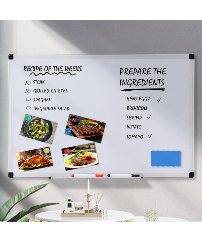 JONPONY Magnetic White Board, Dry Erase Board for Wall 36" x 24", Whiteboard with 1 Dry Eraser & 2 Multicolor Markers & 4 Magnetic Pins, Aluminium Frame for Home, School, Office, White