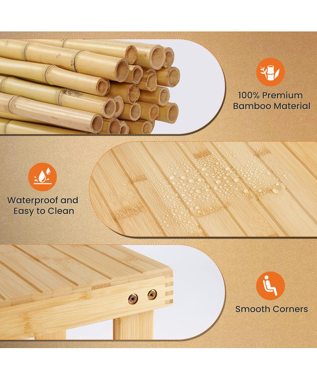 JONPONY Shoe Rack Bench, 3-Tier Bamboo Entryway Storage Organizer, 286lb Capacity, Shoes Stand for FrontDoor Entrance, Bedroom, Living Room, Bathroom, Balcony, 11.3 x 27.6 x 17.8 Inches, Wood