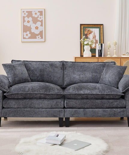 JONPONY 83" Loveseat Sofa,Cloud Couch for Living Room,Comfy Love Seat with Double Cushion,2 Pillows,Removable Cover for Bedroom, Apartment and Office, Green