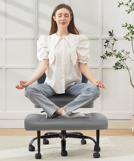 JONPONY Cross Legged Chair with Wheels, Swivel Meditation Chair for ADHD, Height Adjustable Yoga Office Chair, Meditation Chair with Lumbar Support, Home Office Kneeling Chair，Black
