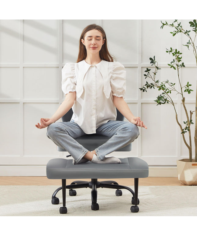 JONPONY Cross Legged Chair with Wheels, Swivel Meditation Chair for ADHD, Height Adjustable Yoga Office Chair, Meditation Chair with Lumbar Support, Home Office Kneeling Chair，Black