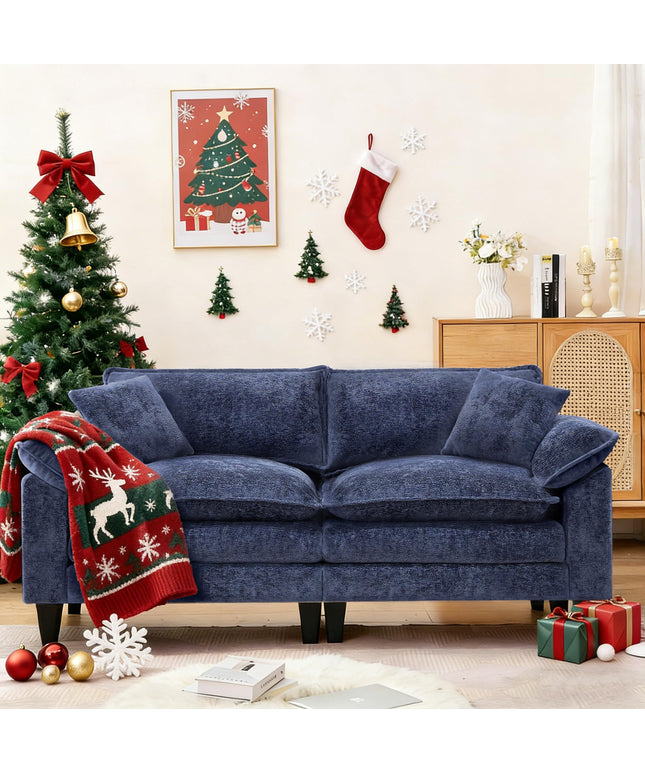 JONPONY 83" Loveseat Sofa,Cloud Couch for Living Room,Comfy Love Seat with Double Cushion,2 Pillows,Removable Cover for Bedroom, Apartment and Office, Green