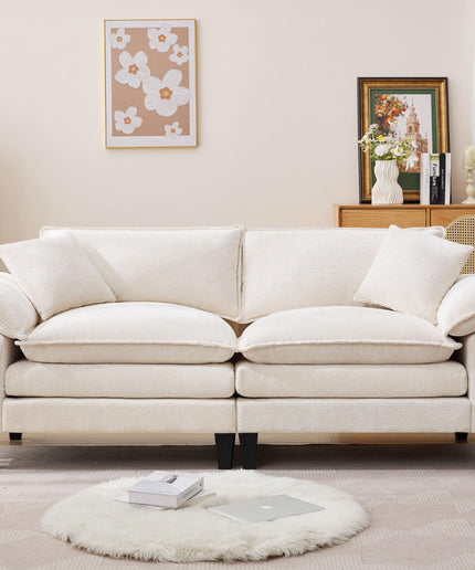 JONPONY 83" Loveseat Sofa,Cloud Couch for Living Room,Comfy Love Seat with Double Cushion,2 Pillows,Removable Cover for Bedroom, Apartment and Office, Green