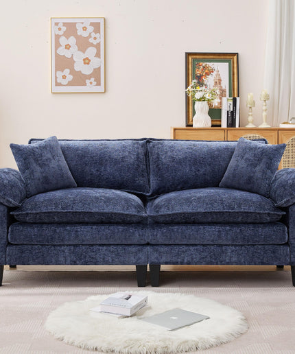 JONPONY 83" Loveseat Sofa,Cloud Couch for Living Room,Comfy Love Seat with Double Cushion,2 Pillows,Removable Cover for Bedroom, Apartment and Office, Green