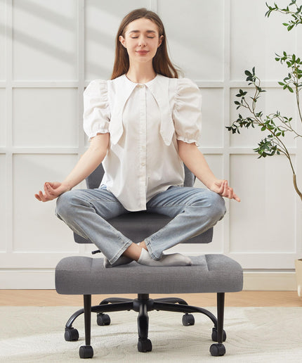 JONPONY Cross Legged Chair with Wheels, Swivel Meditation Chair for ADHD, Height Adjustable Yoga Office Chair, Meditation Chair with Lumbar Support, Home Office Kneeling Chair，Black