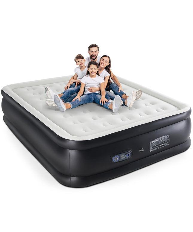 JONPONY Air Mattress - Inflatable Blow Up Airbed with Built-in High Capacity Pump, Double Height, Non-Slip Bottom Design, Weight Capacity 660 lbs Air Bed for Home or Camping