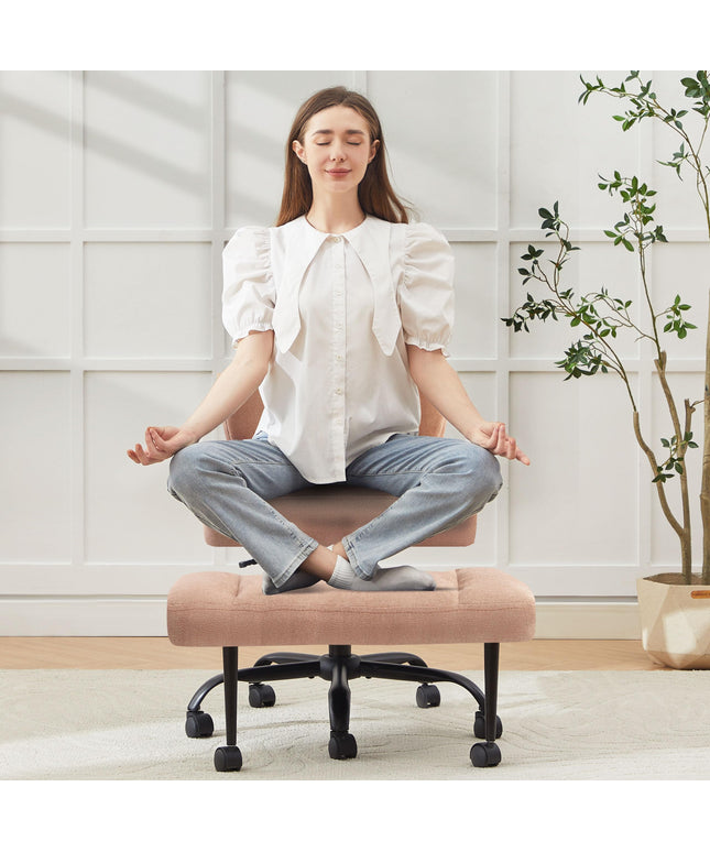 JONPONY Cross Legged Chair with Wheels, Swivel Meditation Chair for ADHD, Height Adjustable Yoga Office Chair, Meditation Chair with Lumbar Support, Home Office Kneeling Chair，Black