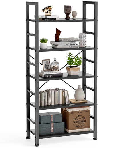 JONPONY 5 Tiers Bookshelf, Classical Book Shelf, Tall Display Shelves in Living Room/Home/Office, Storage Organizer for CDs/Books/Movies