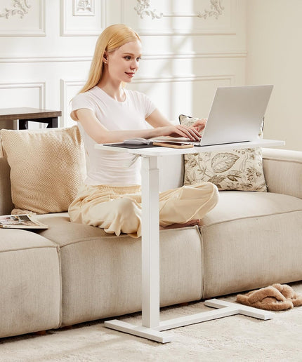 JONPONY Overbed Bedside Table with Wheels, Adjustable Hospital & Home Use Bed Table, Rolling Laptop Table, Mobile Standing Desk