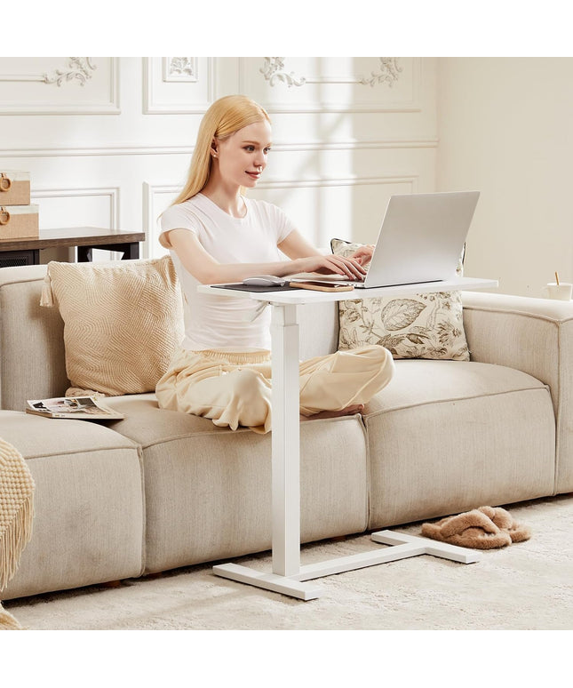 JONPONY Overbed Bedside Table with Wheels, Adjustable Hospital & Home Use Bed Table, Rolling Laptop Table, Mobile Standing Desk